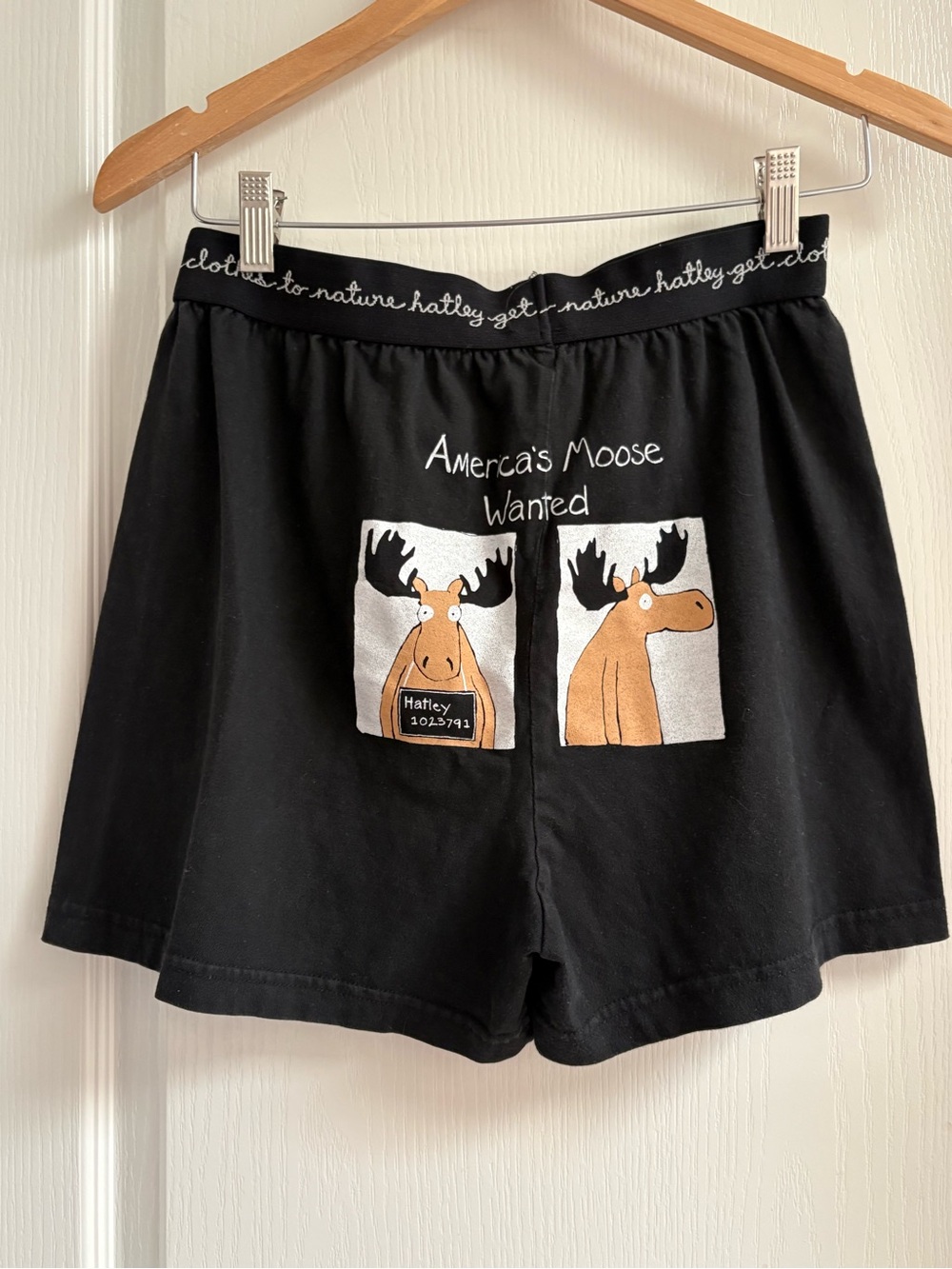 Hatley Black Sleep Shorts with Moose Graphic NWOT